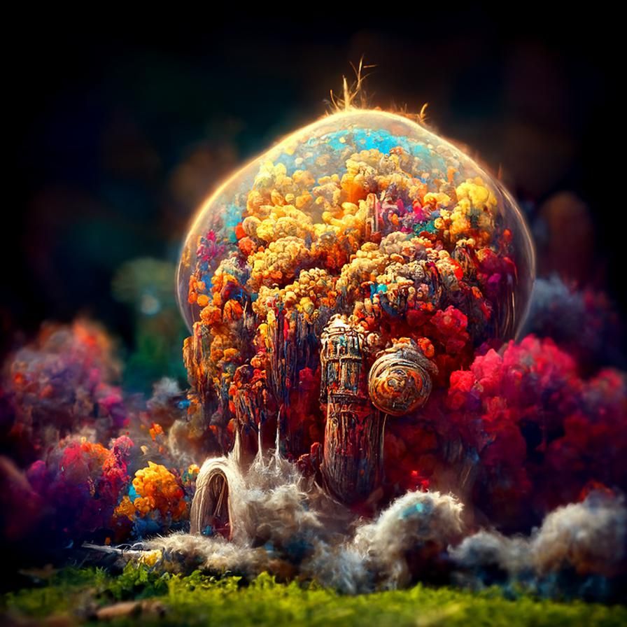 Big Bang Explosion in Kinetic Pointillism Style