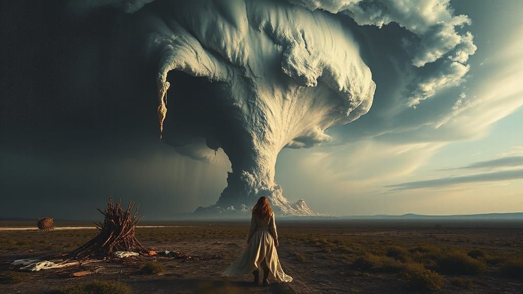 Surreal Tornado Landscape in Gothic Romantic Style