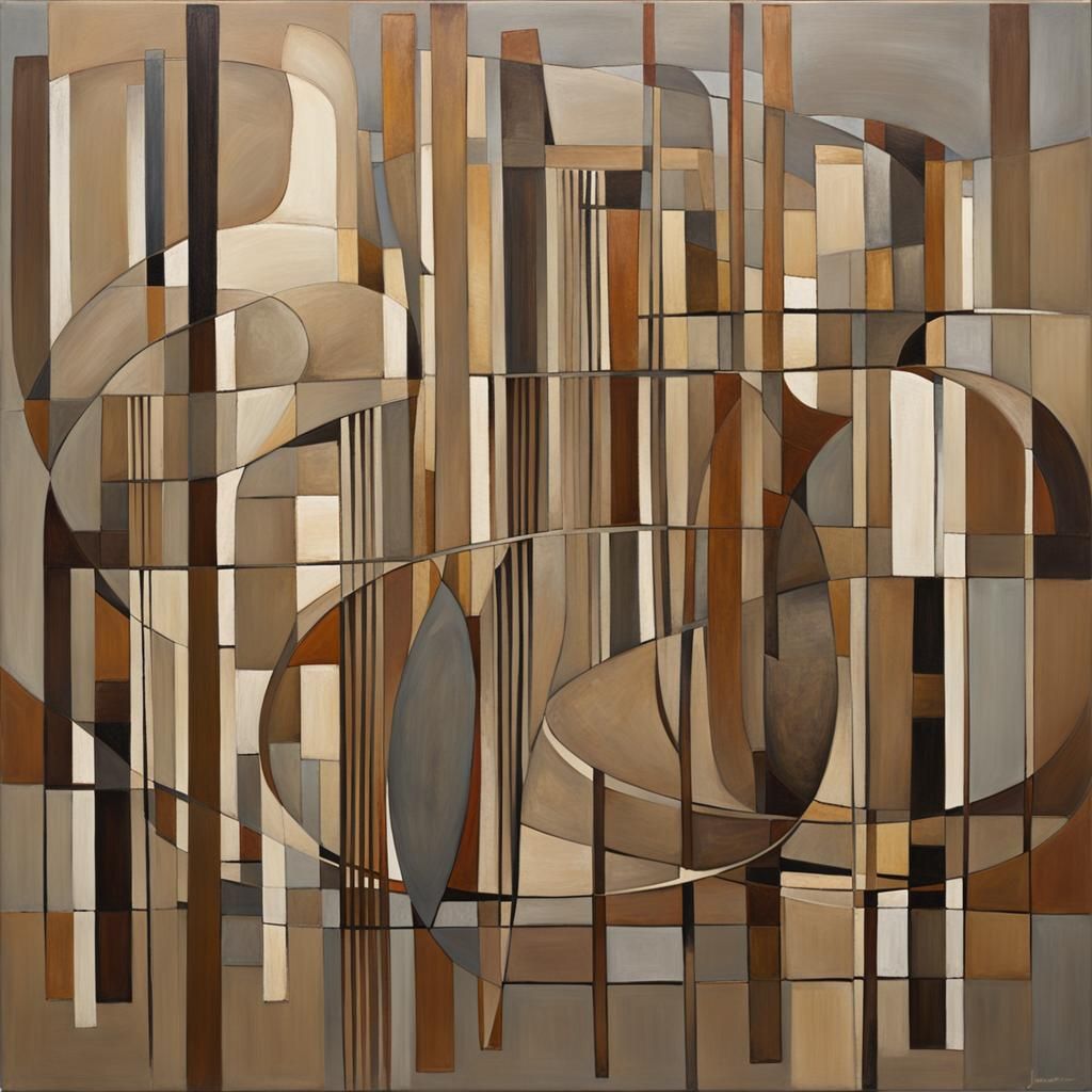 Abstract Geometric Painting with Neutral Tones