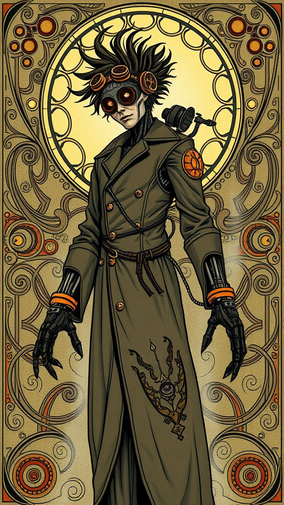 Cyborg in Steampunk Art Nouveau Style