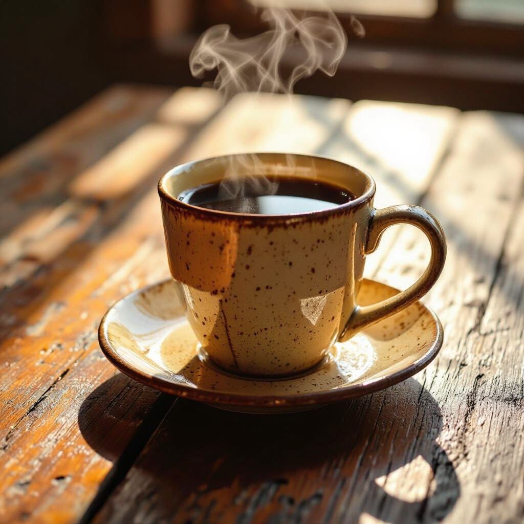 Coffee Cup in Sunlight: Art Nouveau Style