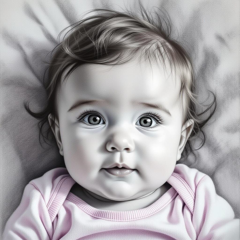 Detailed Charcoal Drawing of a Baby