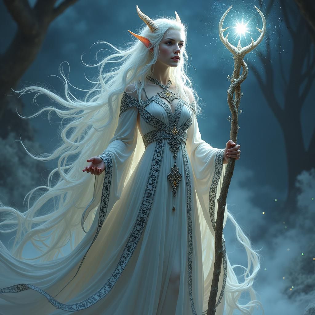 Dragon Sorceress in Mystical Starlight Setting
