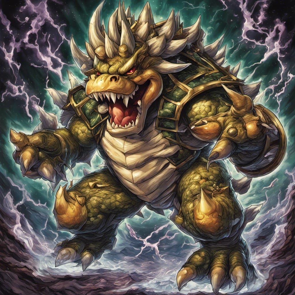 Bowser as Yugioh Card in Comic Book Art