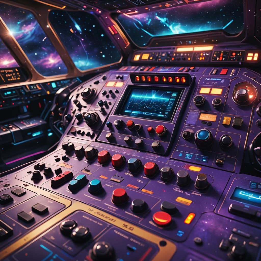Futuristic Radio Console in Deep Space