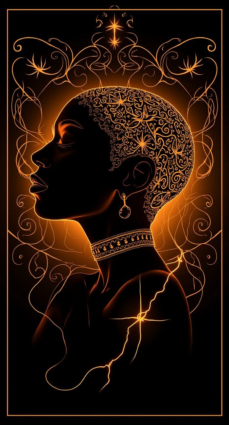 Art Nouveau Woman with Metallic Filigree Hair