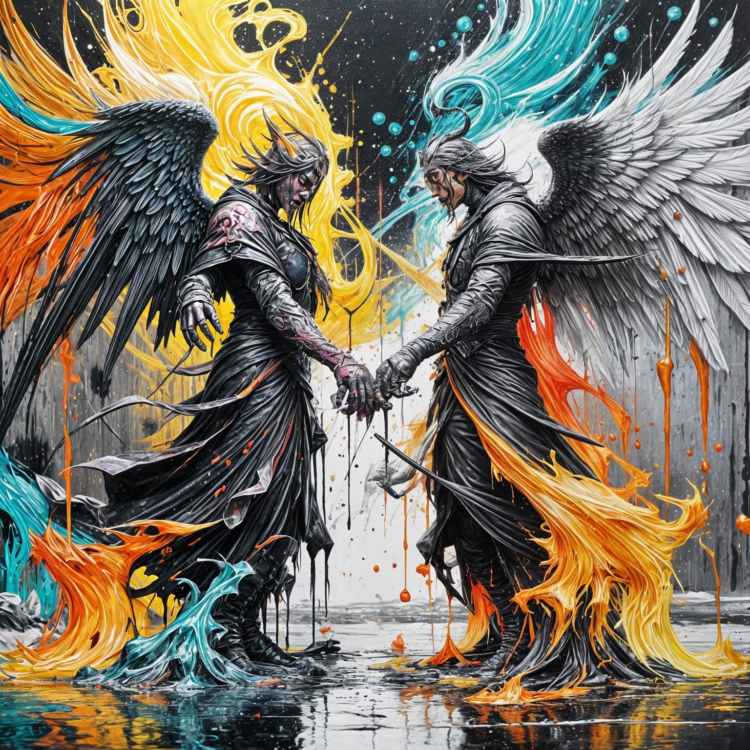 Angels and Demons Clash: Graffiti Art
