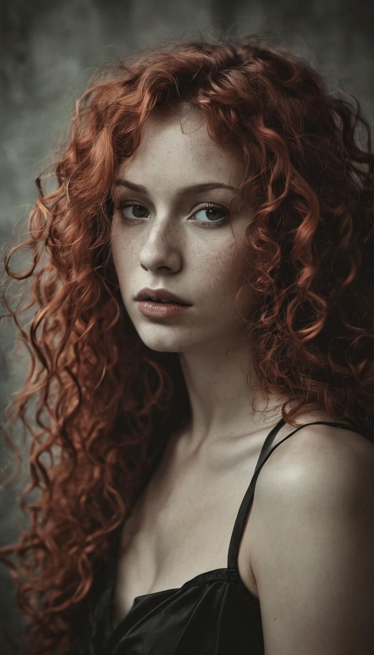 Duotone Portrait of Woman with Red Hair