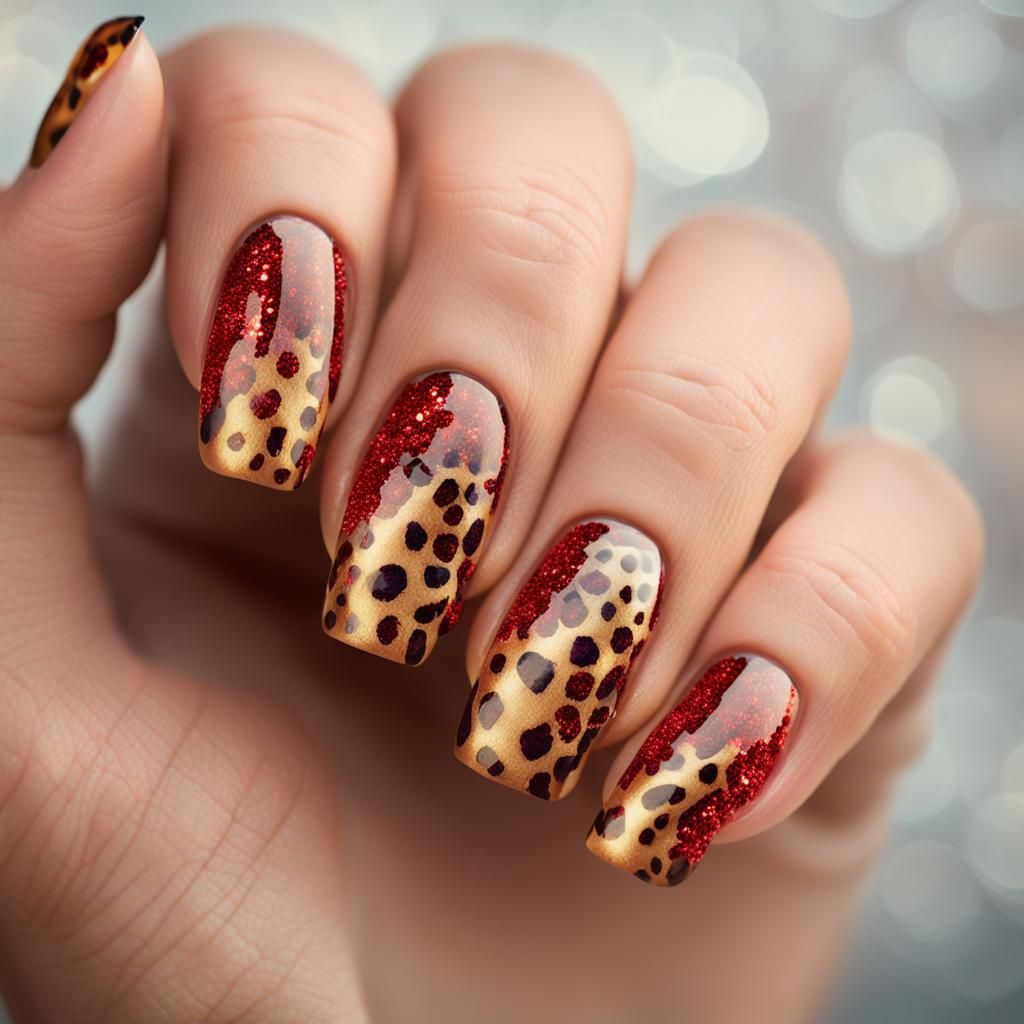 Elegant Autumn Portrait with Cheetah Print Nails