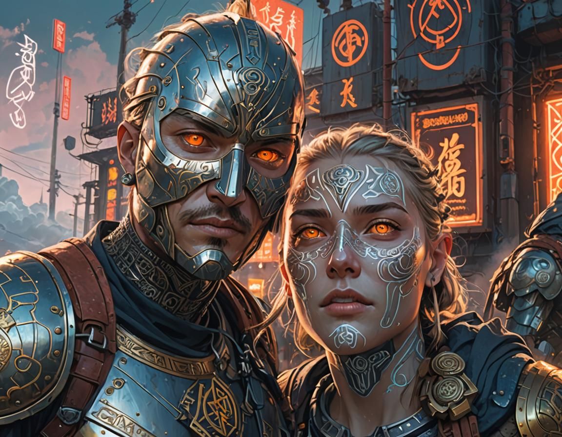 Majestic Warriors in Mystical Realm: Anime-Inspired 3D Art