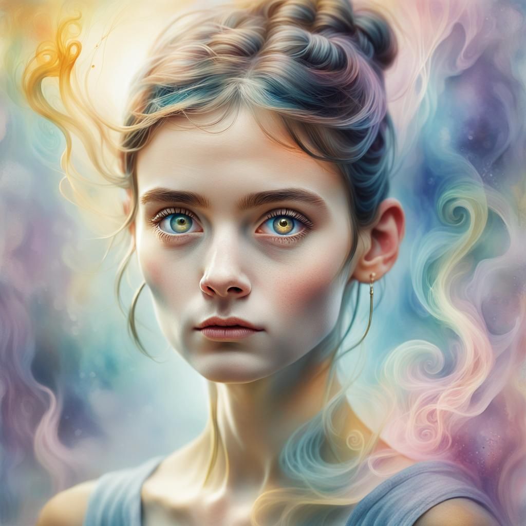 Mesmerizing Portrait in Dreamlike Watercolor Style