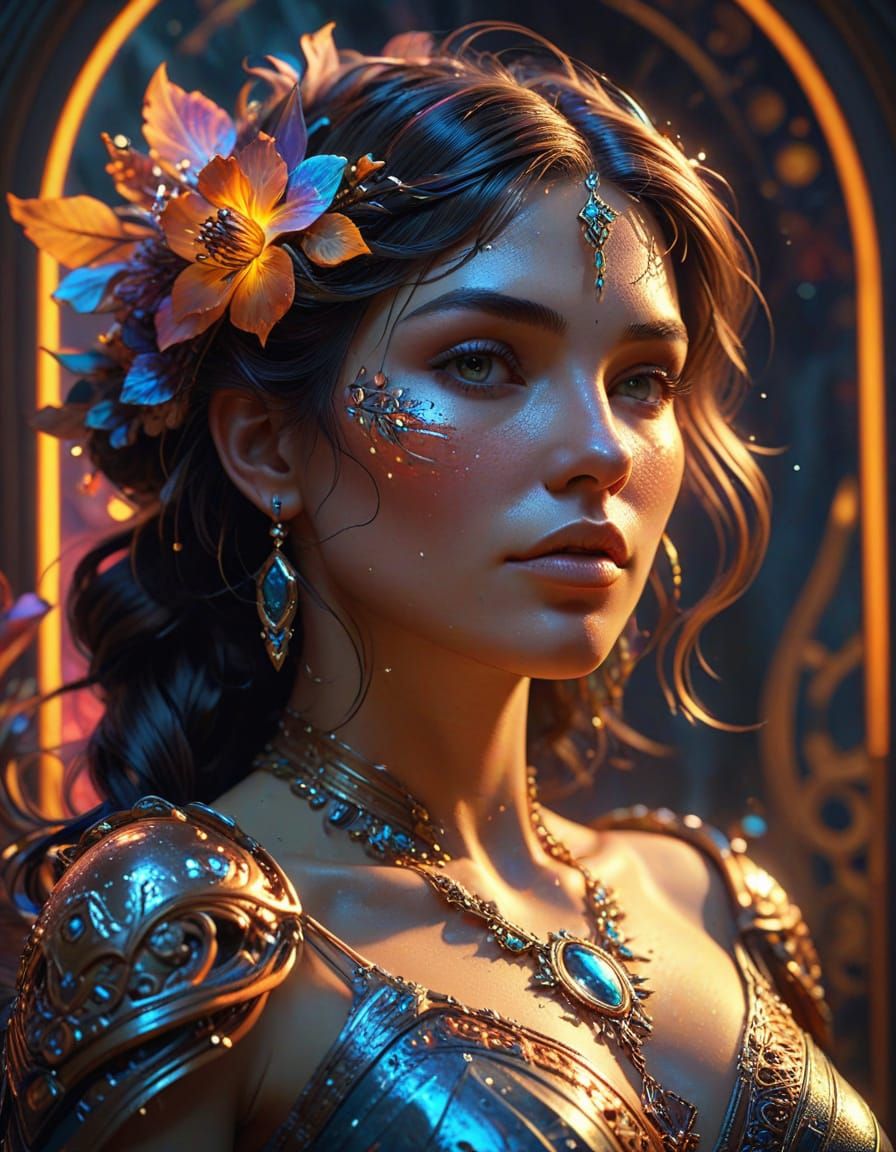 Elegant Woman Portrait in Dynamic Lighting