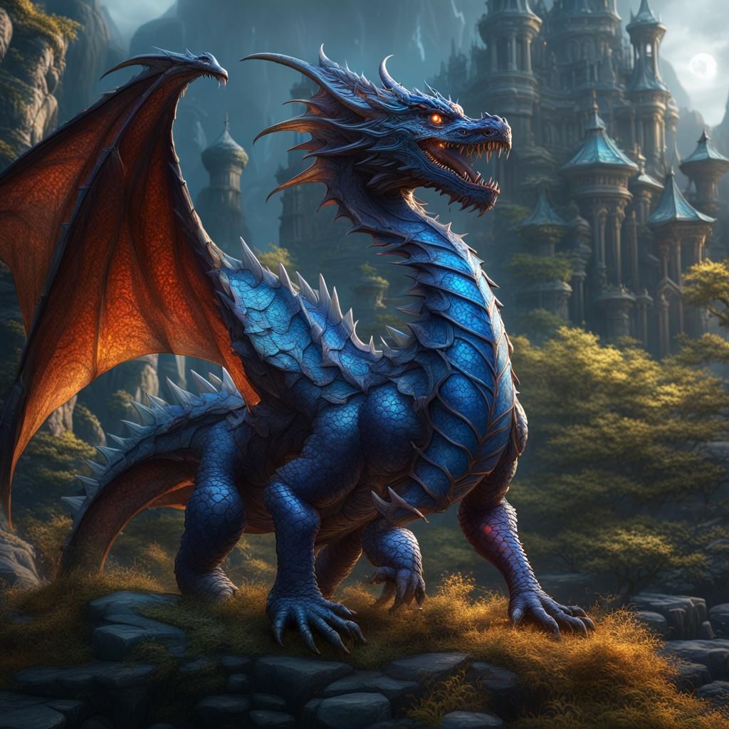 Fantastical Glass Dragon in Detailed Digital Painting