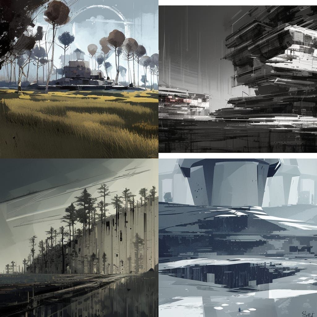 Abstract Geometric Landscape in Minimalist Style