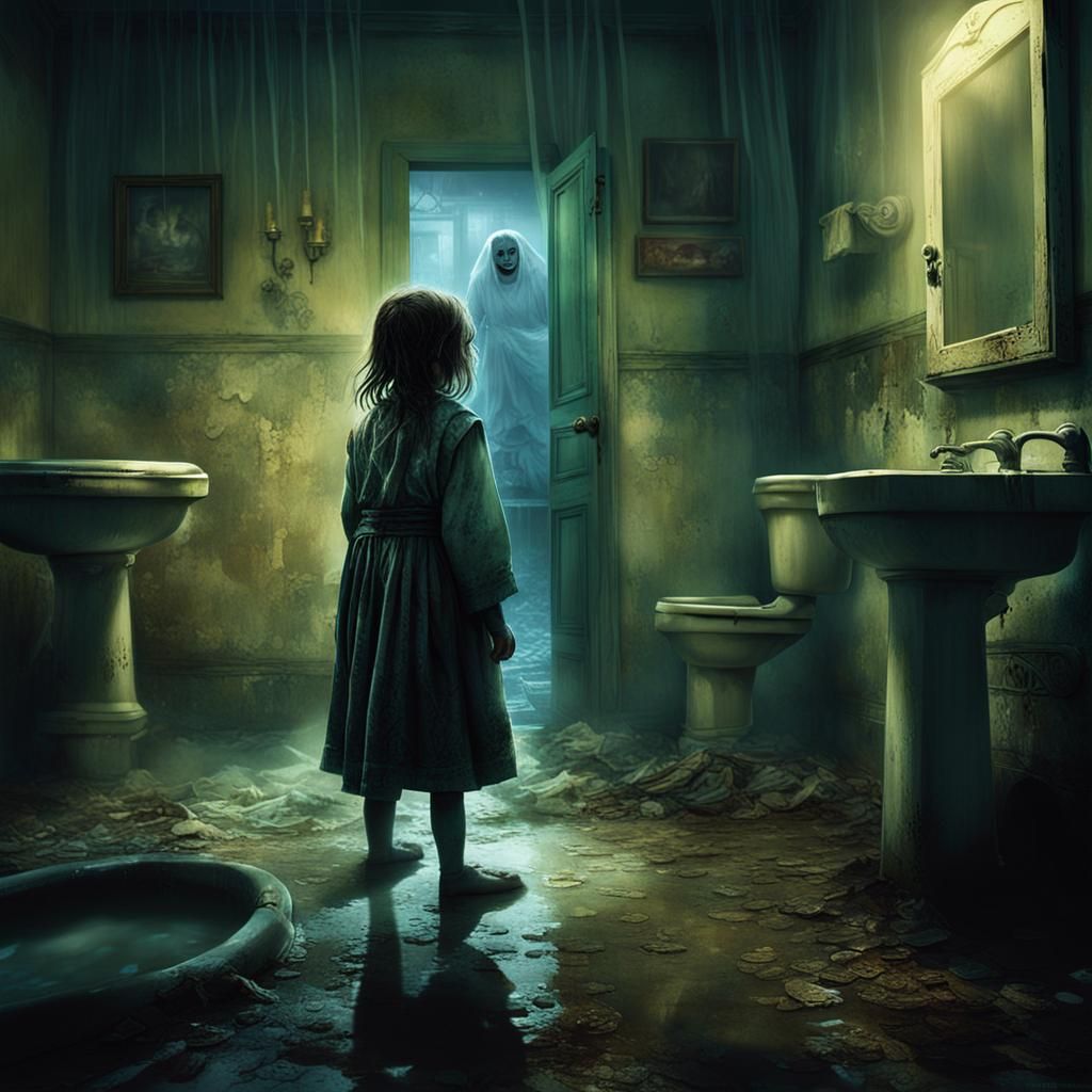 Terrifying Ghost Apparition in Stormy Night, Matte Painting