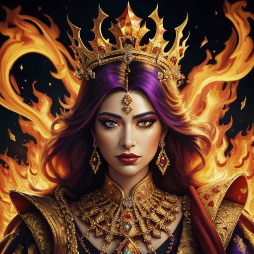 Flameborn Royal in Surreal Oil Painting