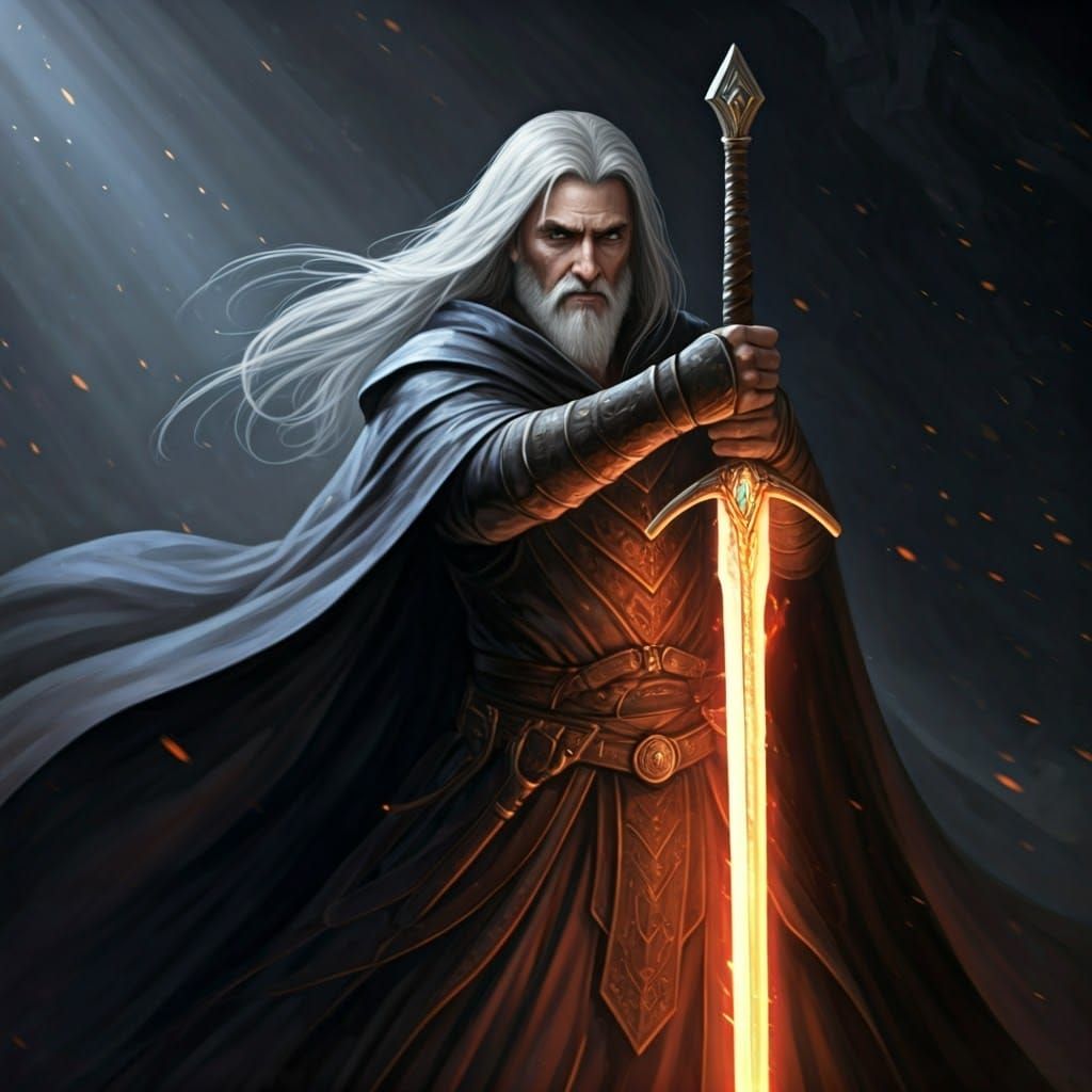 Wizard with Magical Sword