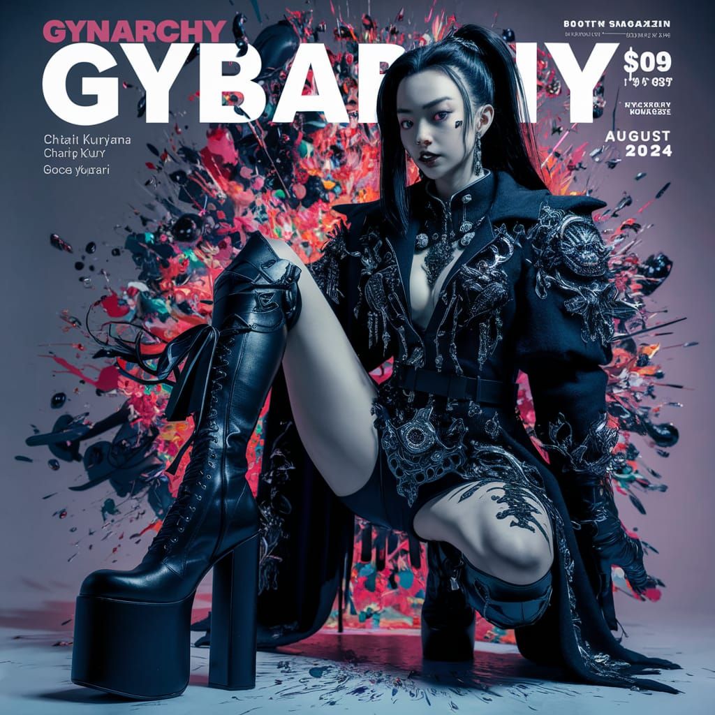 Gothic Gogo Yubari Magazine Cover in Hyperrealism