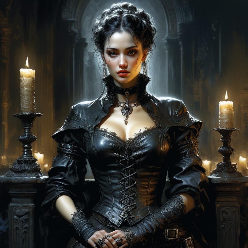 Detailed Victorian Woman Portrait in Dark Fantasy Style