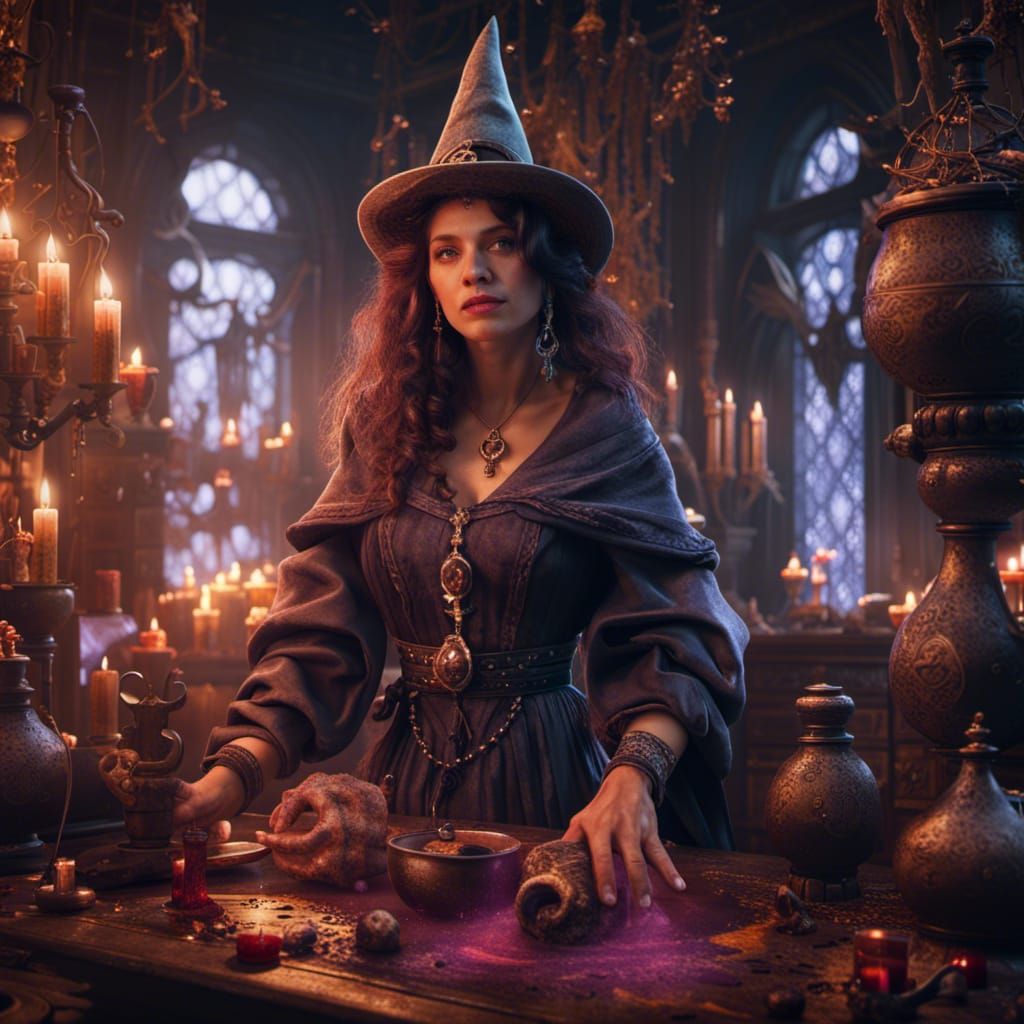 witch in a potion room
