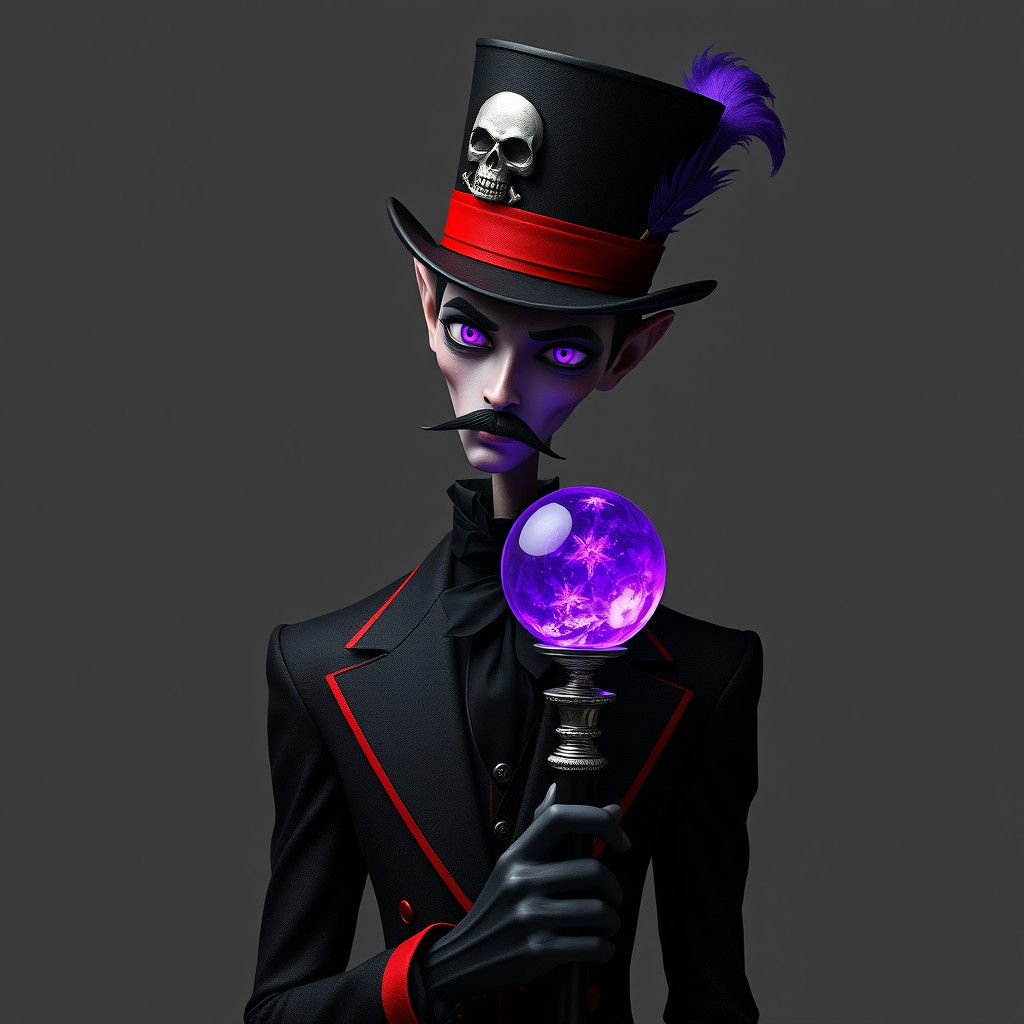 Gothic Figure with Purple Eyes in Victorian Style