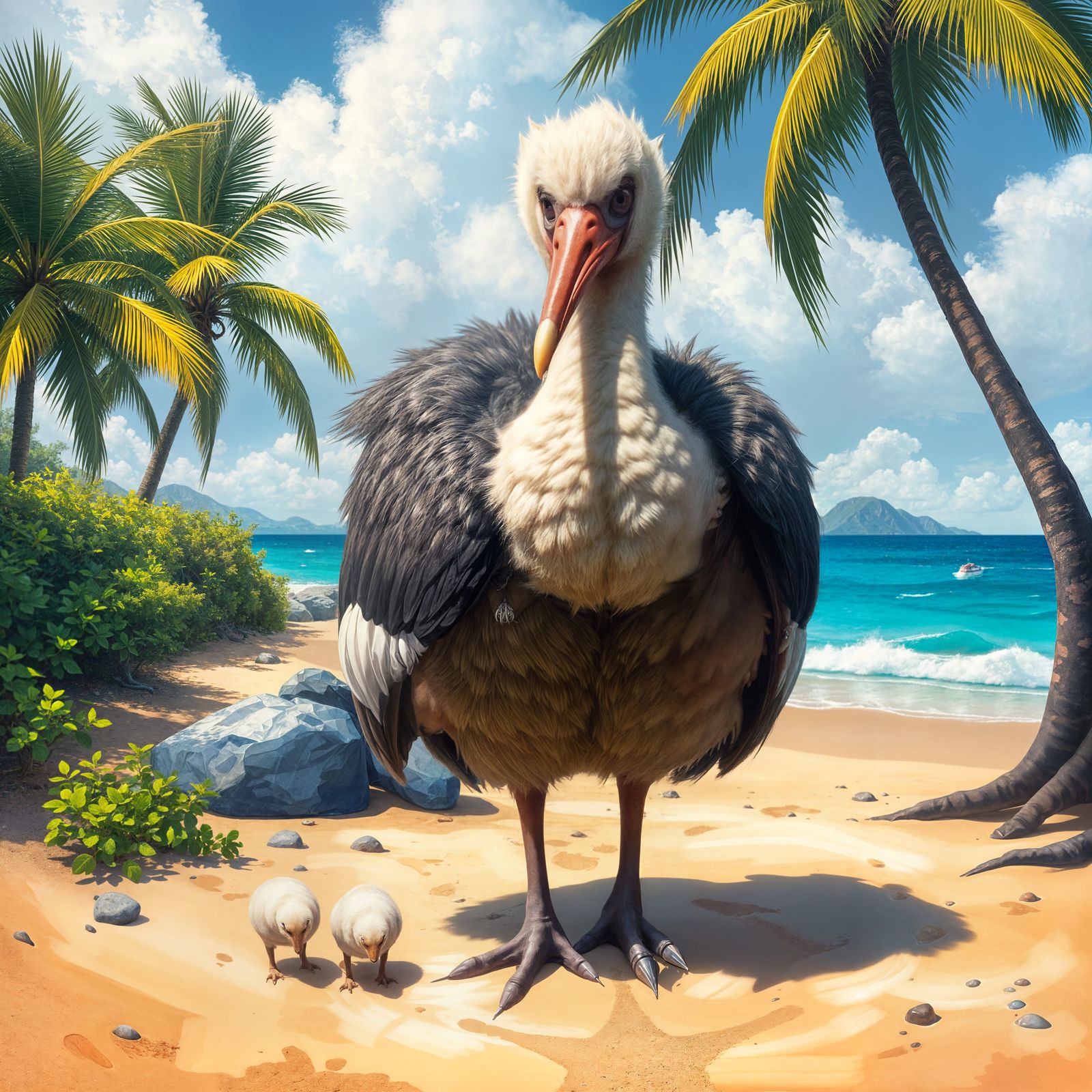 Dodo Father and Baby Soak Up Reunion Island Sun