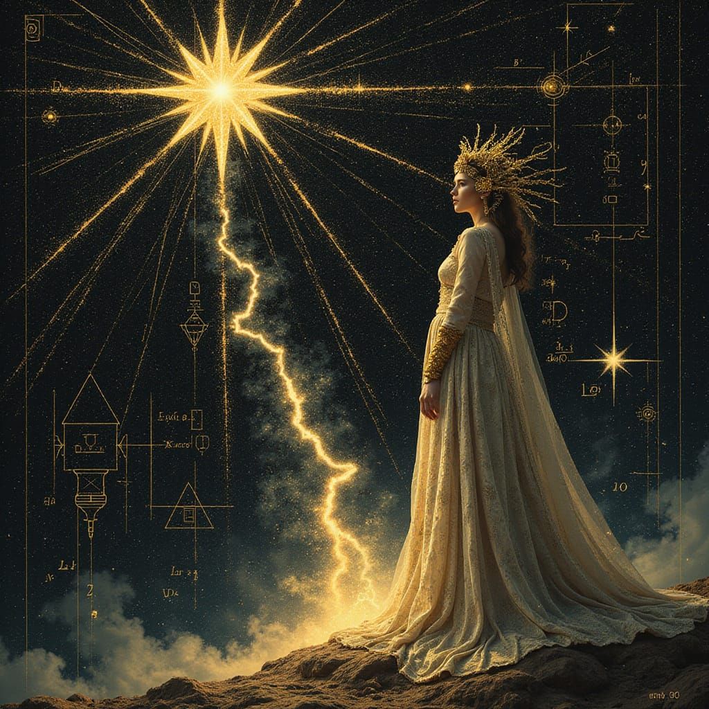 Celestial High Priestess in Art Nouveau Flux Style