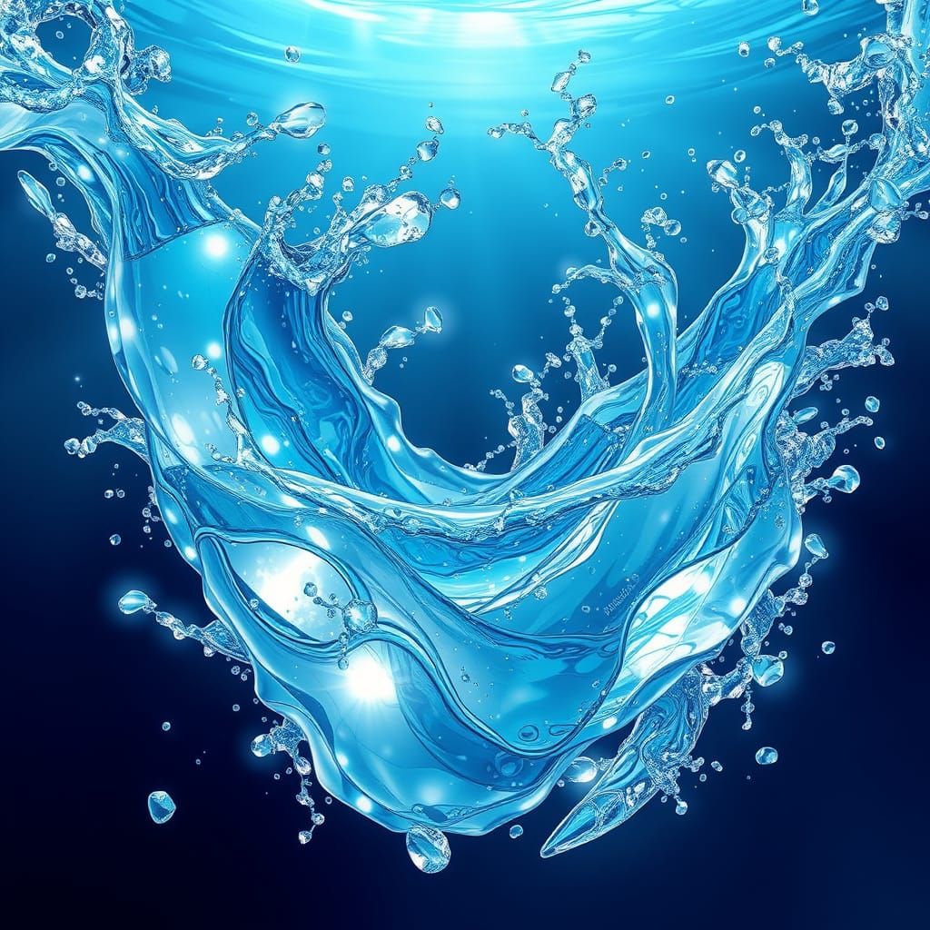 Dreamlike Crystalline Water Forms in Ethereal Hyper-Realism
