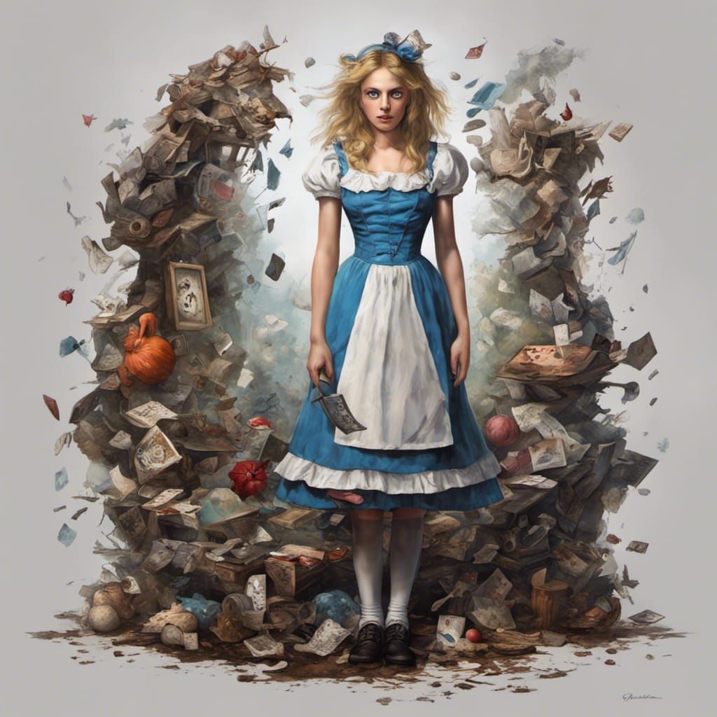 Beautiful Alice in Wonderland Horror Concept Art