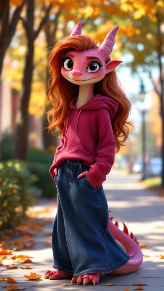 Anthropomorphic Dragon in Disney 2D Art Style