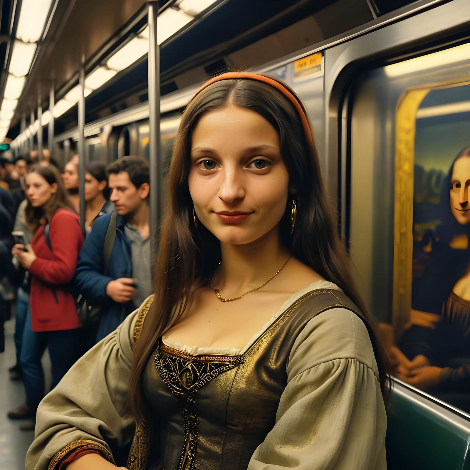 Modern Mona Lisa Captured on Subway in Candid Portrait