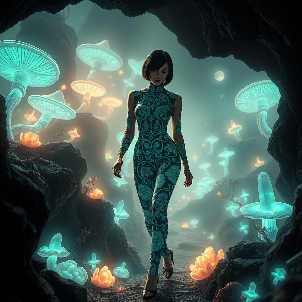 Bio-Luminescent Jumpsuit: Bauhaus Op-Art Dream