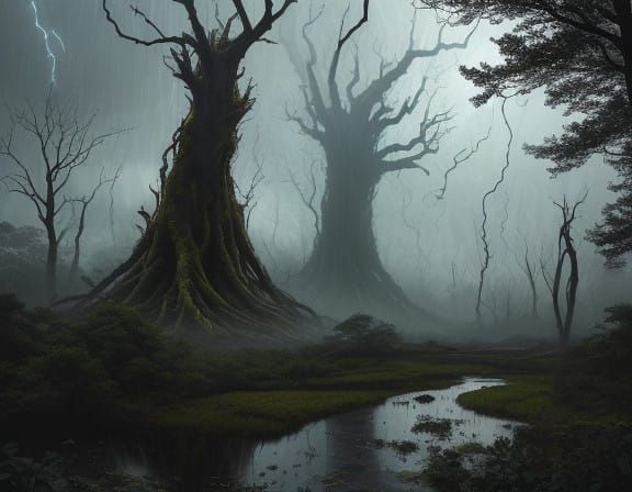 Primeval Stormscape in Hyperrealistic Style