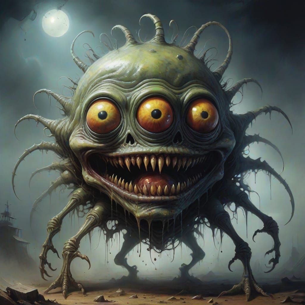 Rotten Alien Creature in Macabre Style
