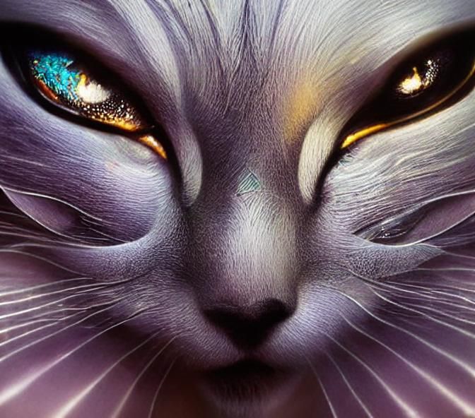 Cosmic Galaxy Cat in Aetherpunk Starry Night Sky