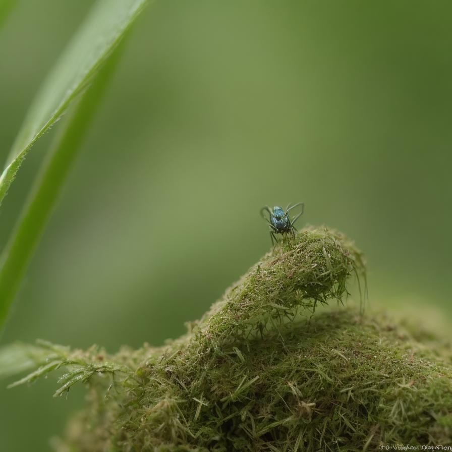 Macro Photograph of Ant in Misty Green Forest