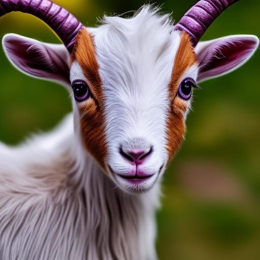 Cute 3D Baby Goat Portrait with Sparkling Horns