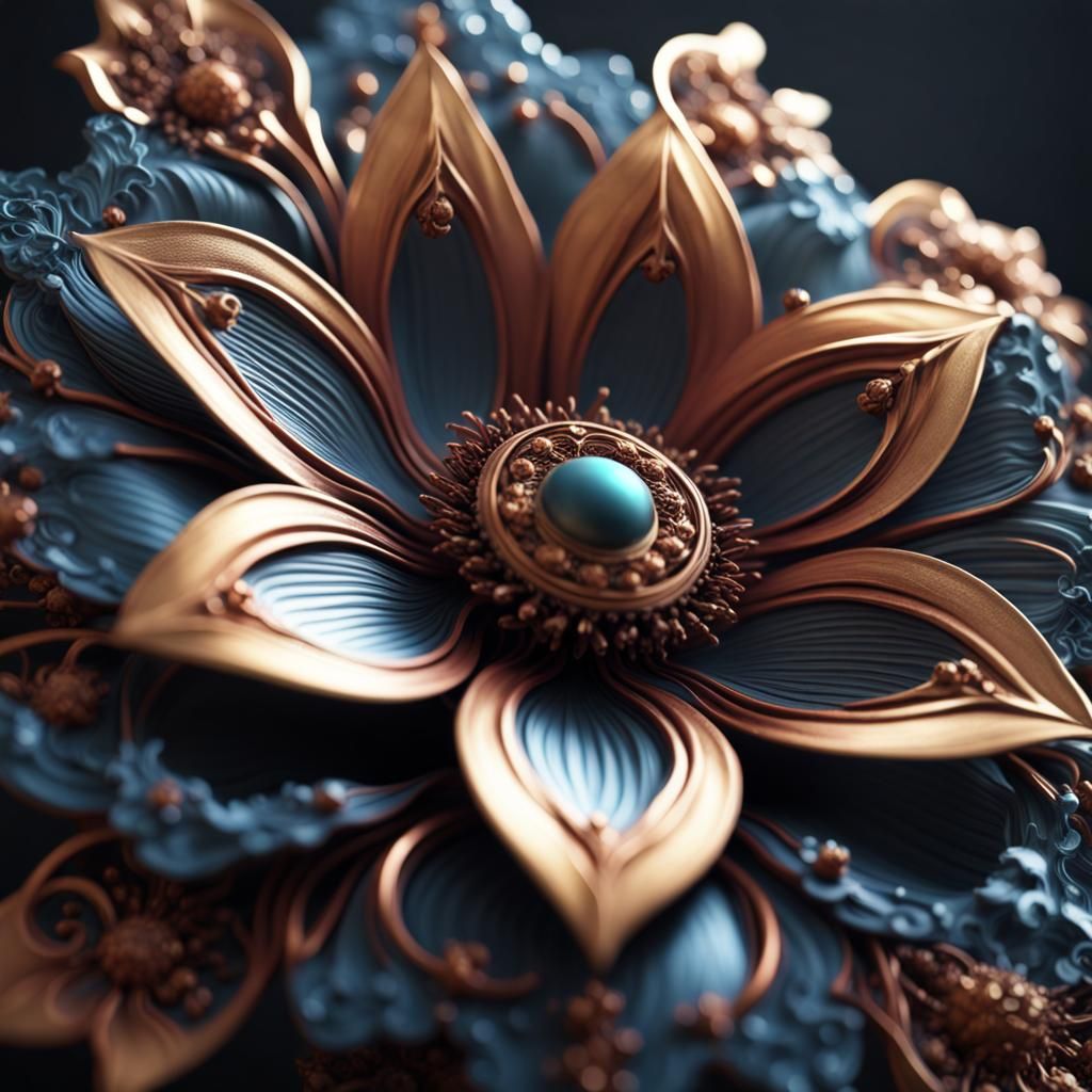 Intricate Metal Flower: Detailed Matte Painting