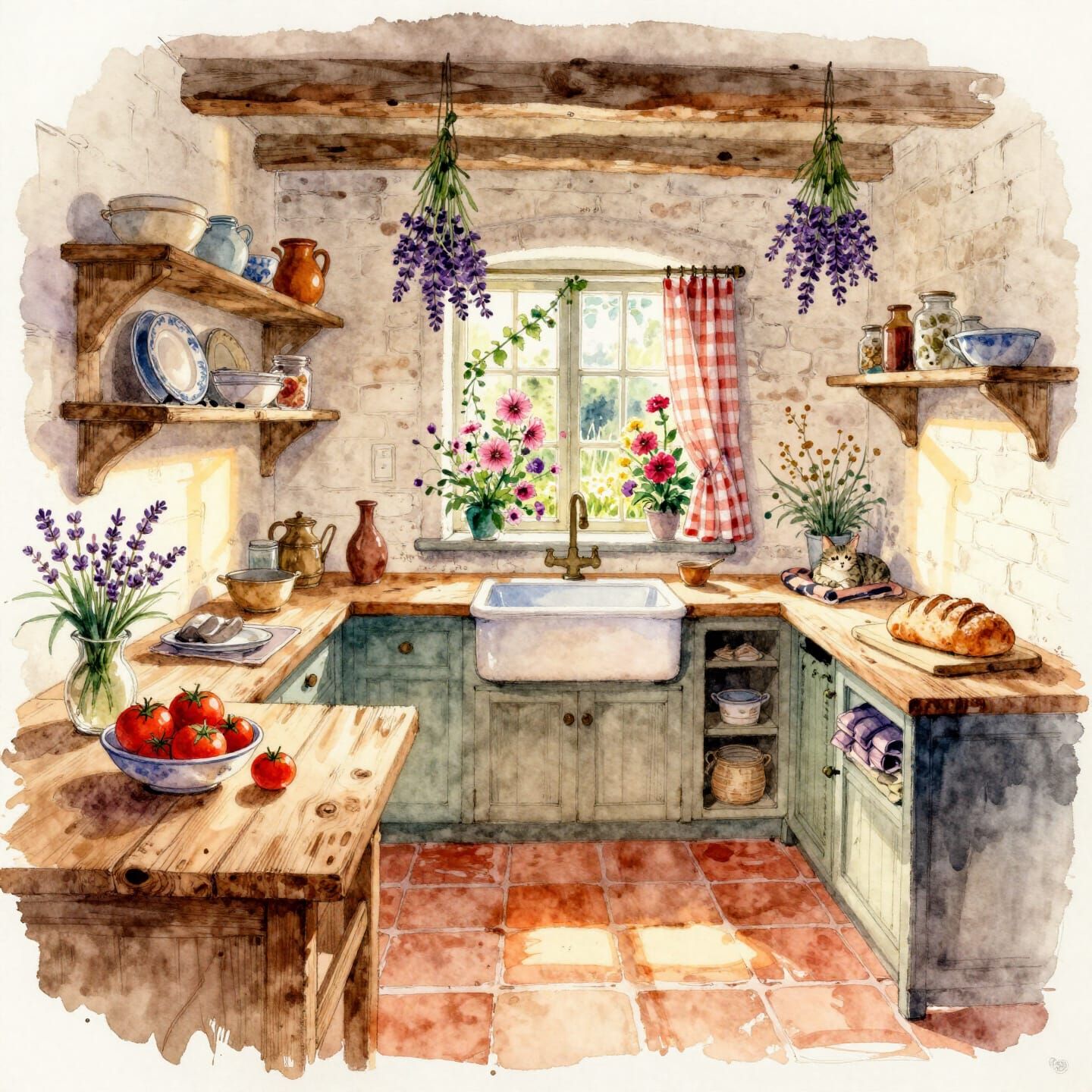 Rustic Farmhouse Kitchen in Golden Afternoon Light