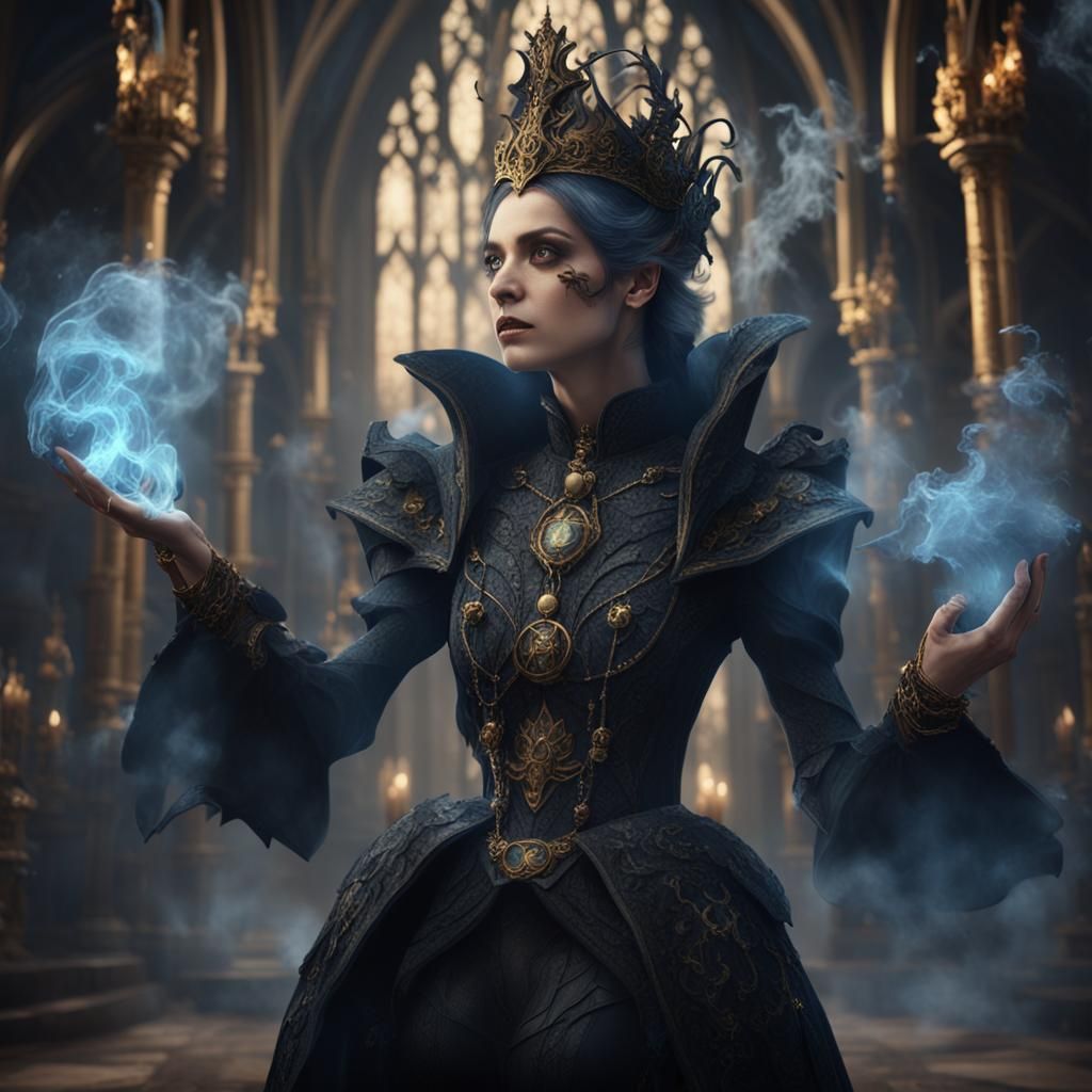 Gothic Female Magician of Smoke and Mirrors