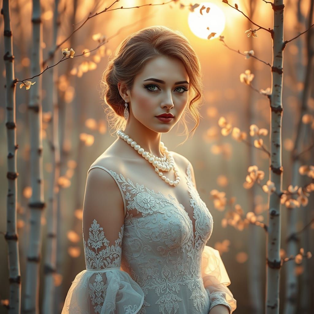Ethereal Russian Summer Goddess in Exquisite Attire