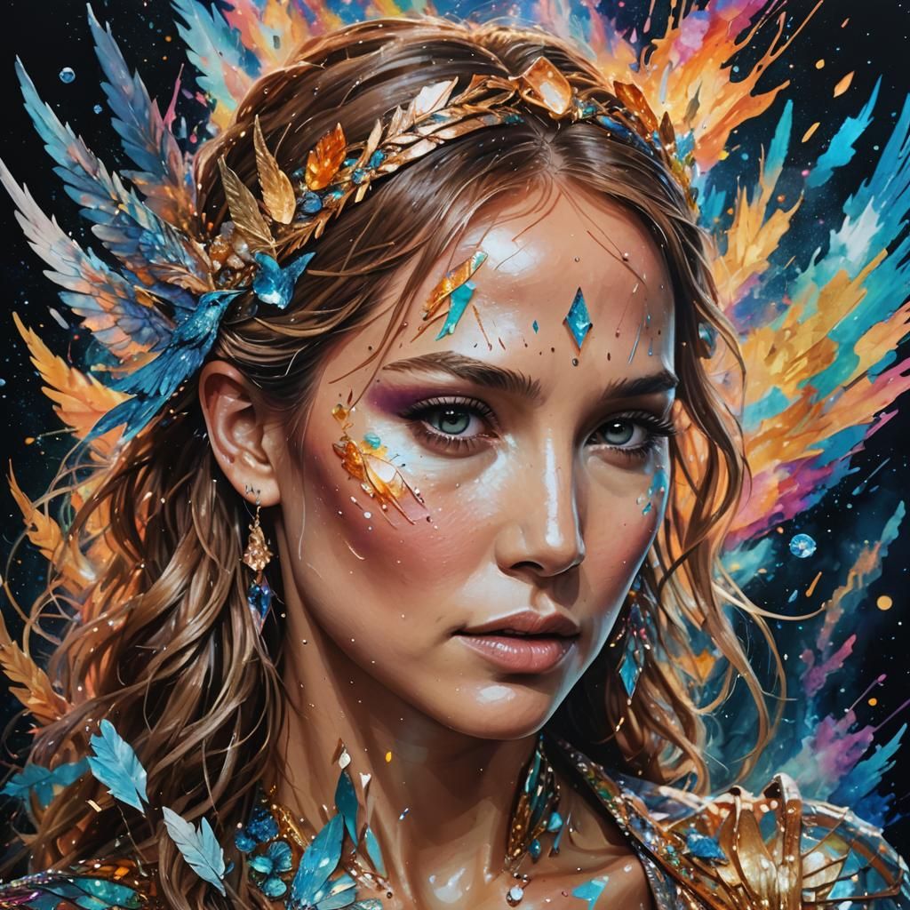 Holographic JLo-JLaw Feather Flames