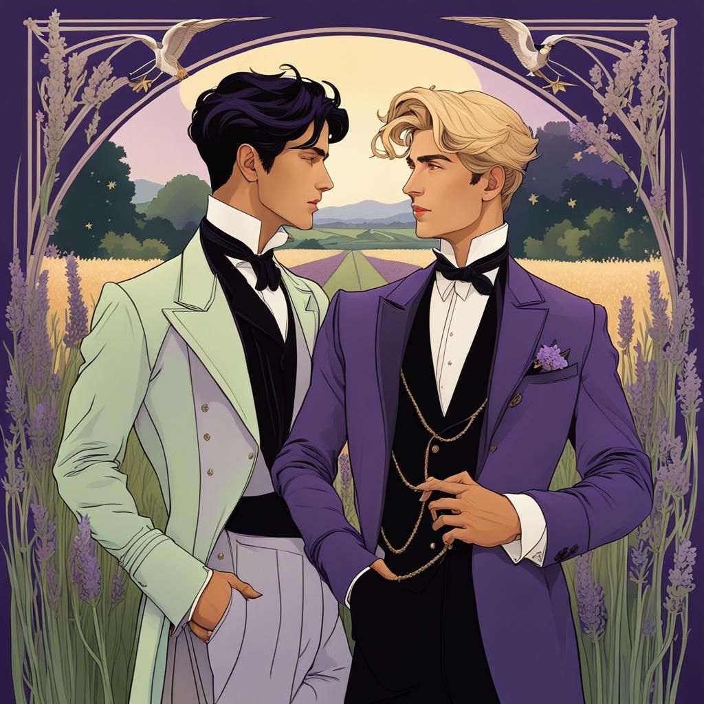 Gay Couple in Art Nouveau Victorian Style