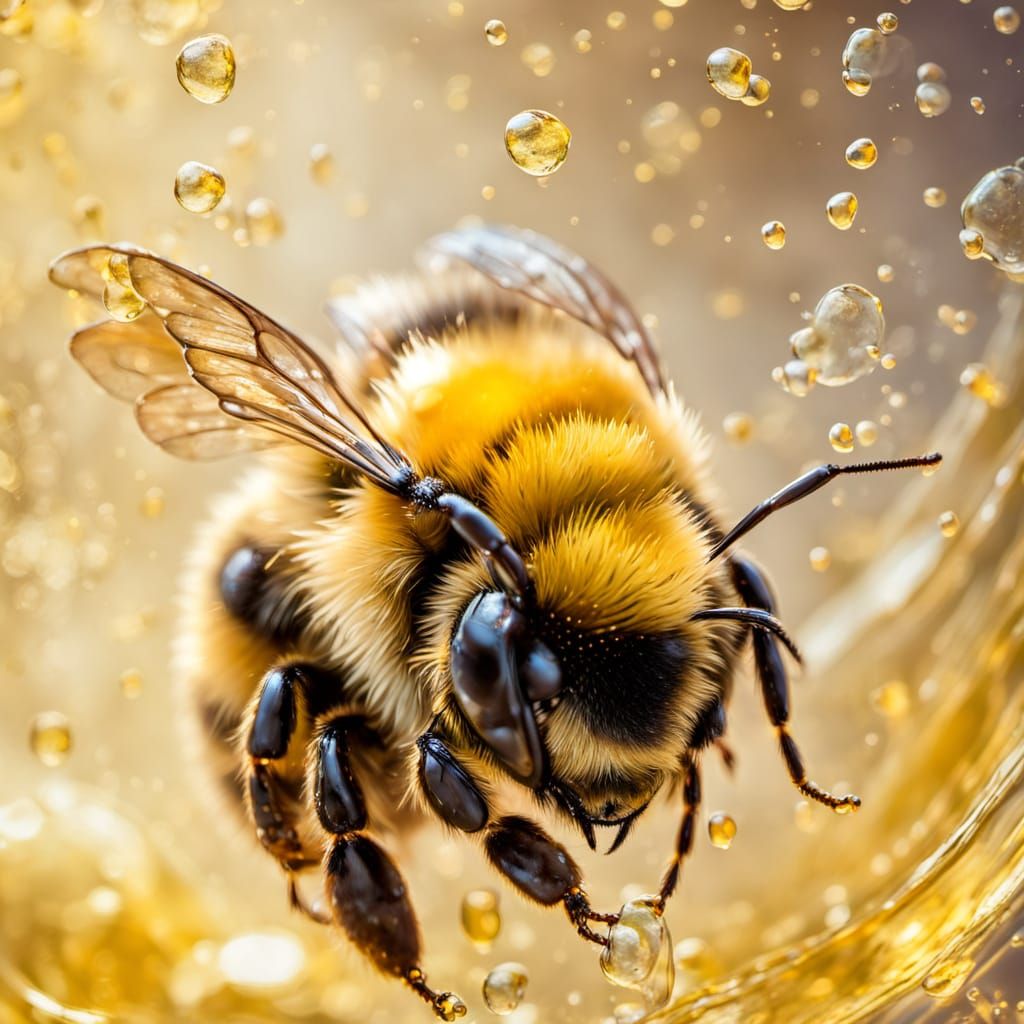 Bumblebee Sipping Champagne: An Impressionistic Close-up
