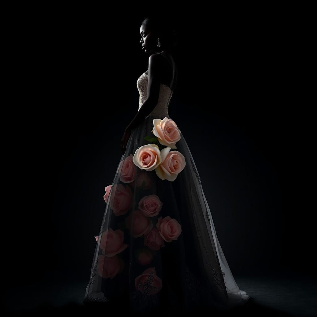 Ethereal Black Goddess in Floral Bloom