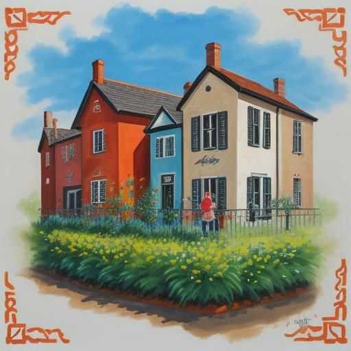 Detailed Gouache Painting of a Family