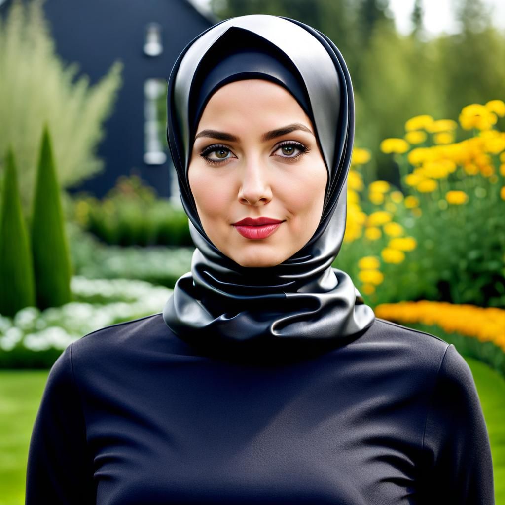 European Hijabi Woman Portrait, Oil and Gouache Style