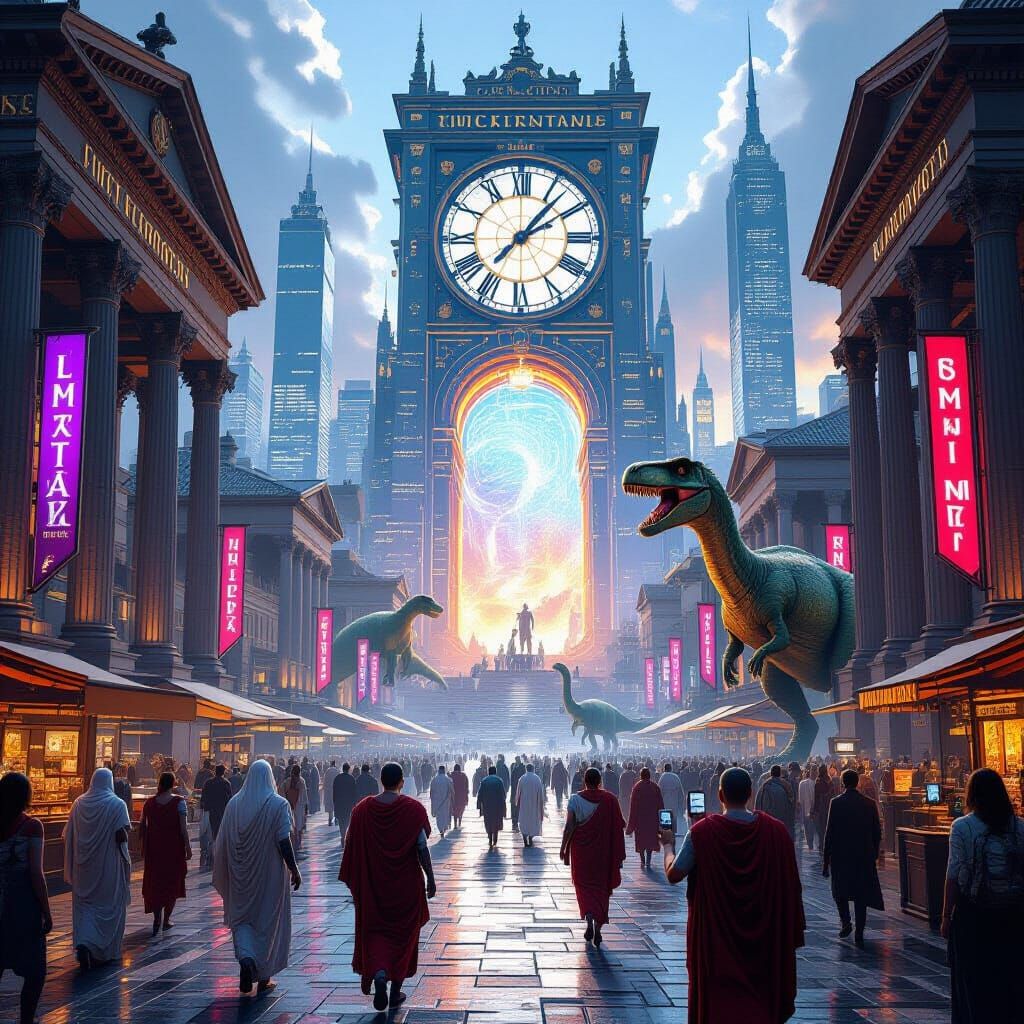 Roman Forum Meets Future: A Surreal Alternate History