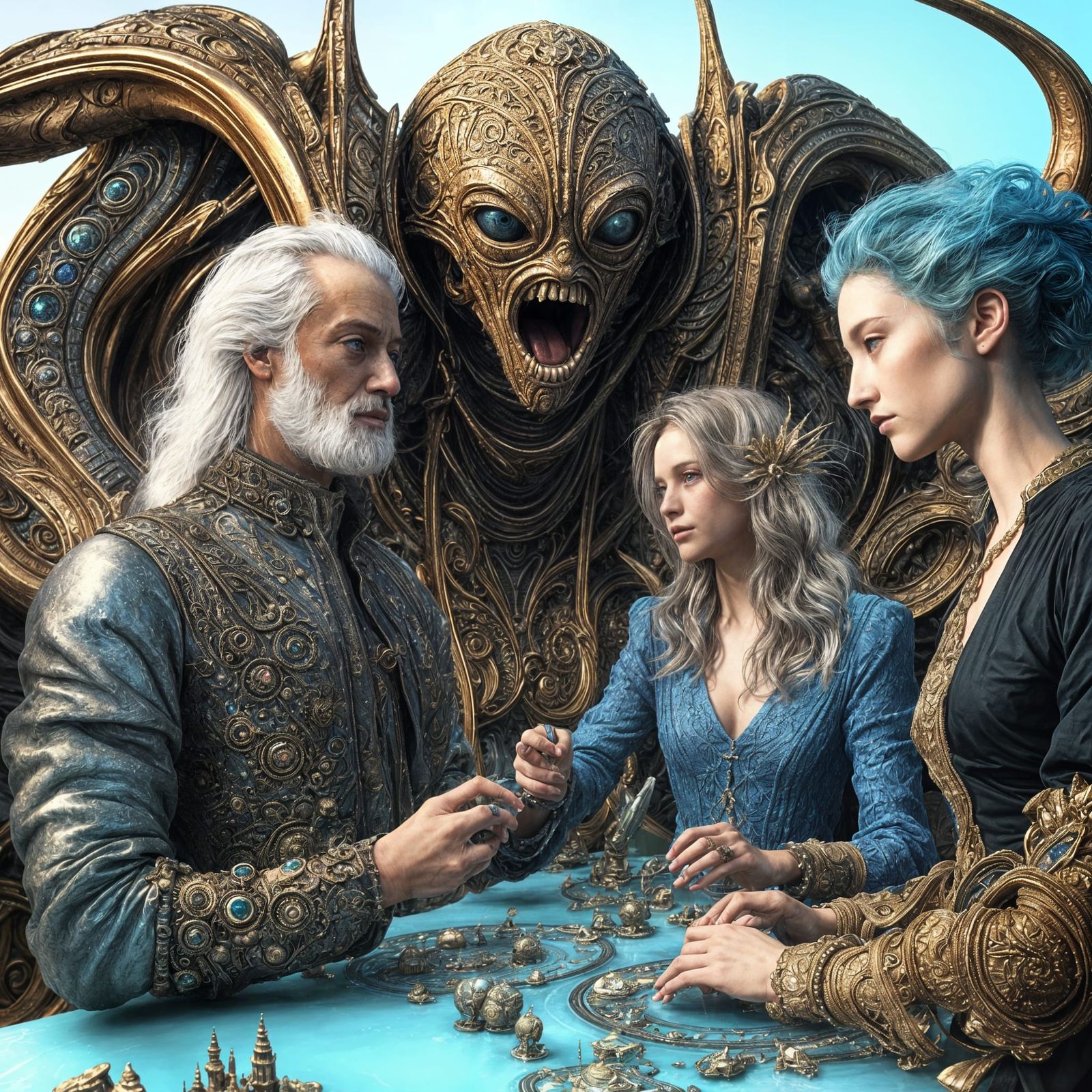 Dreamlike Alien Socializing in Hyperrealistic Style