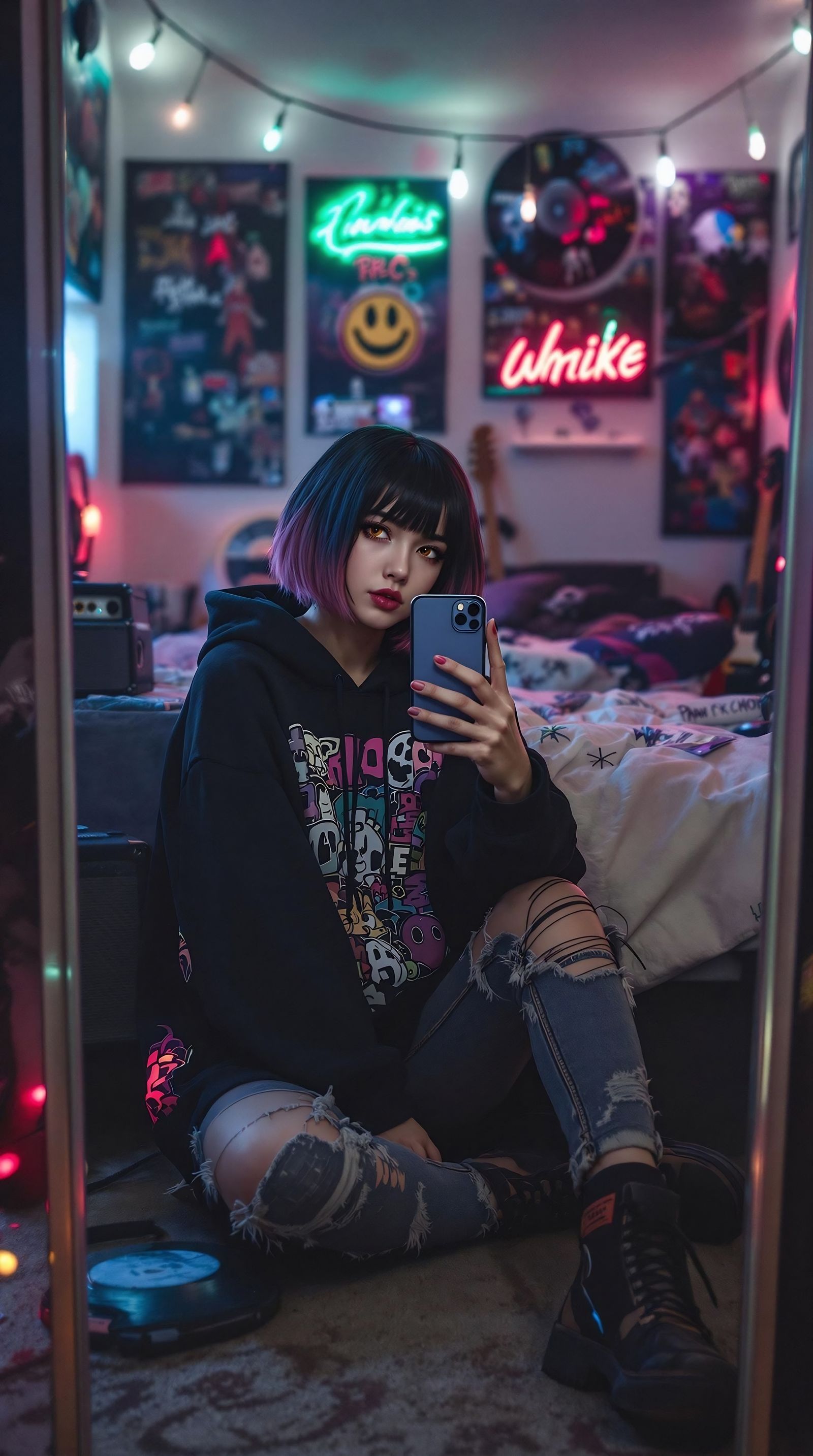 Anime-Style Girl in Rebellious Sanctuary